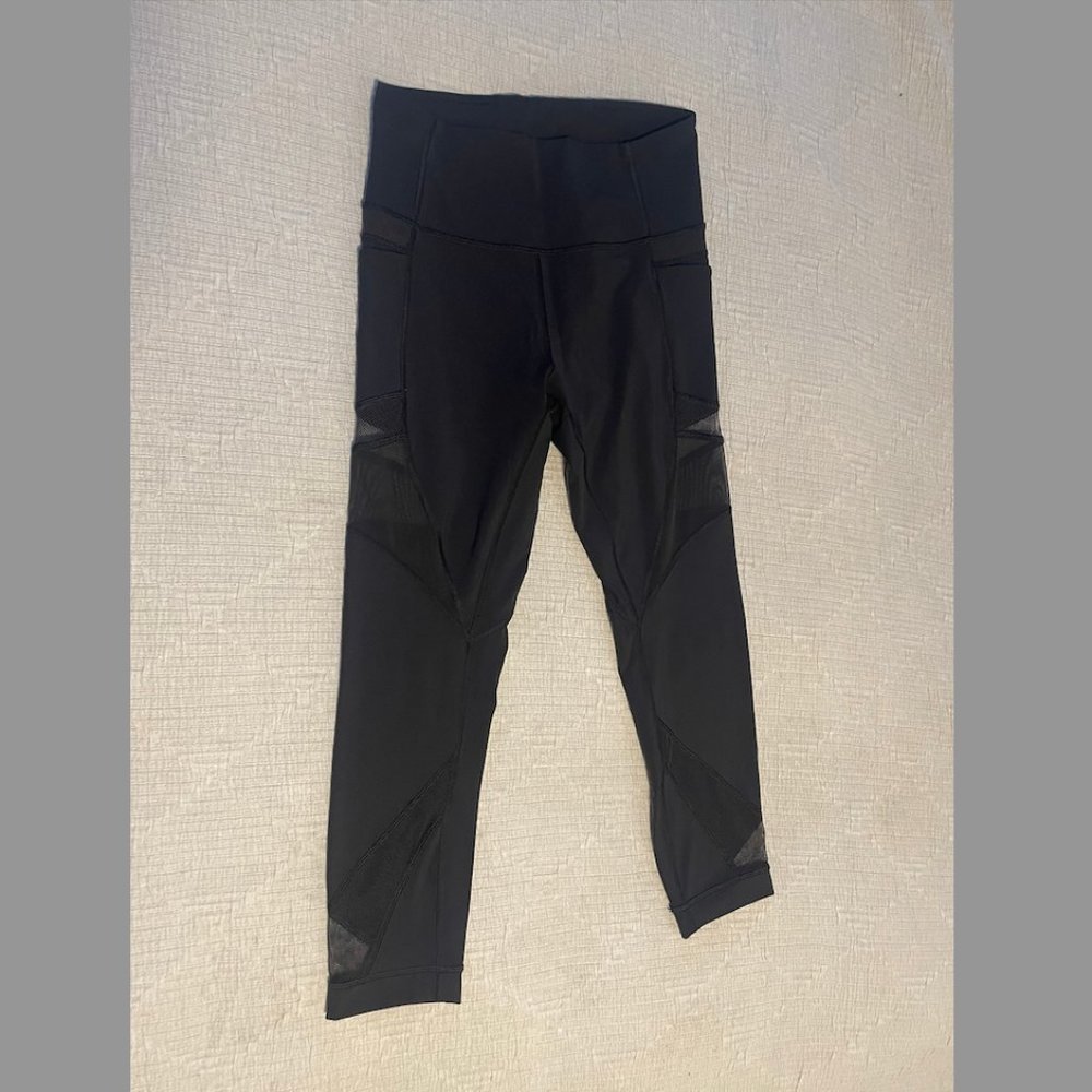 Lululemon Mesh Paneled Black Cropped Leggings Size 6
